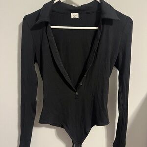Aritzia Black Ribbed Bodysuit